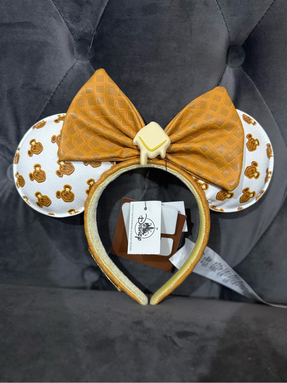 Loungefly Disney parks Mickey Waffle Ear Headband with Bow. HTF NEW Collectible - Picture 5 of 12
